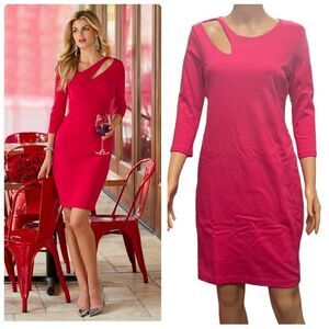 Boston Proper Cutout Fuschia Pink Sheath Dress SMALL NWT